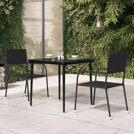 vidaXL Patio Dining Table Black 31.5"x31.5"x29.1" Steel and Glass, 318749