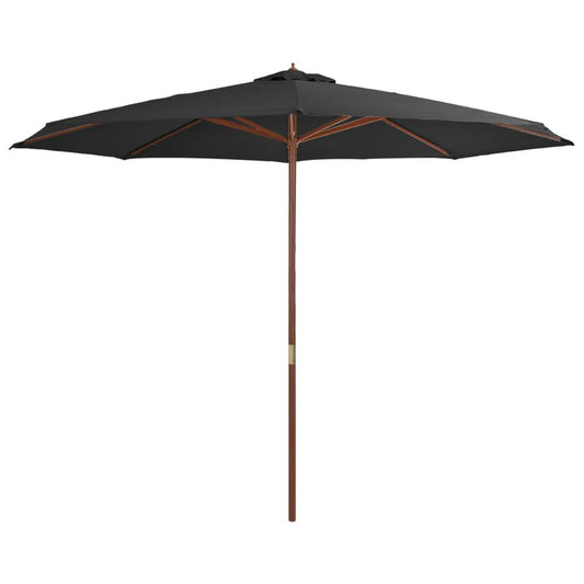 vidaXL Outdoor Parasol with Wooden Pole 137.8" Anthracite