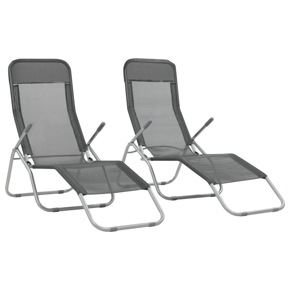 vidaXL Folding Sun Loungers 2 pcs Textilene Anthracite, 44340