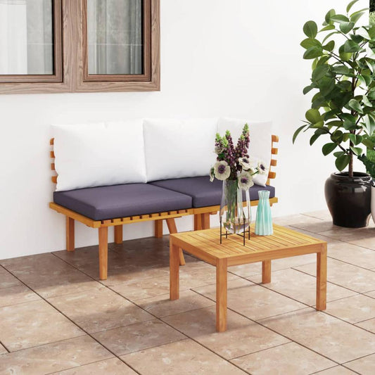 vidaXL 2 Piece Patio Lounge Set with Cushions Solid Acacia Wood, 316266