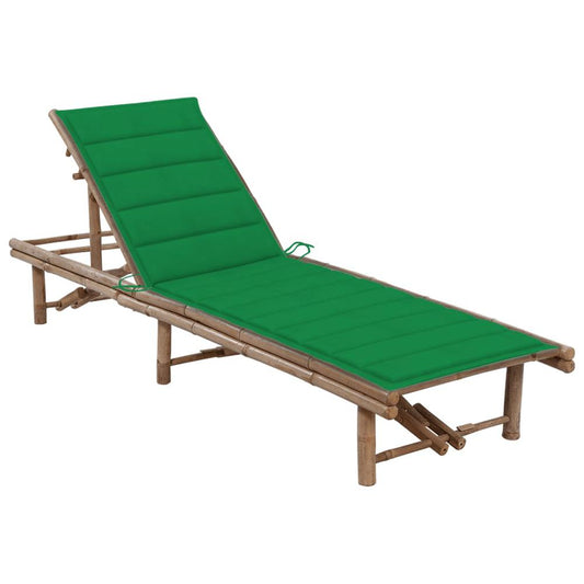 vidaXL Patio Sun Lounger with Cushion Bamboo, 3061637