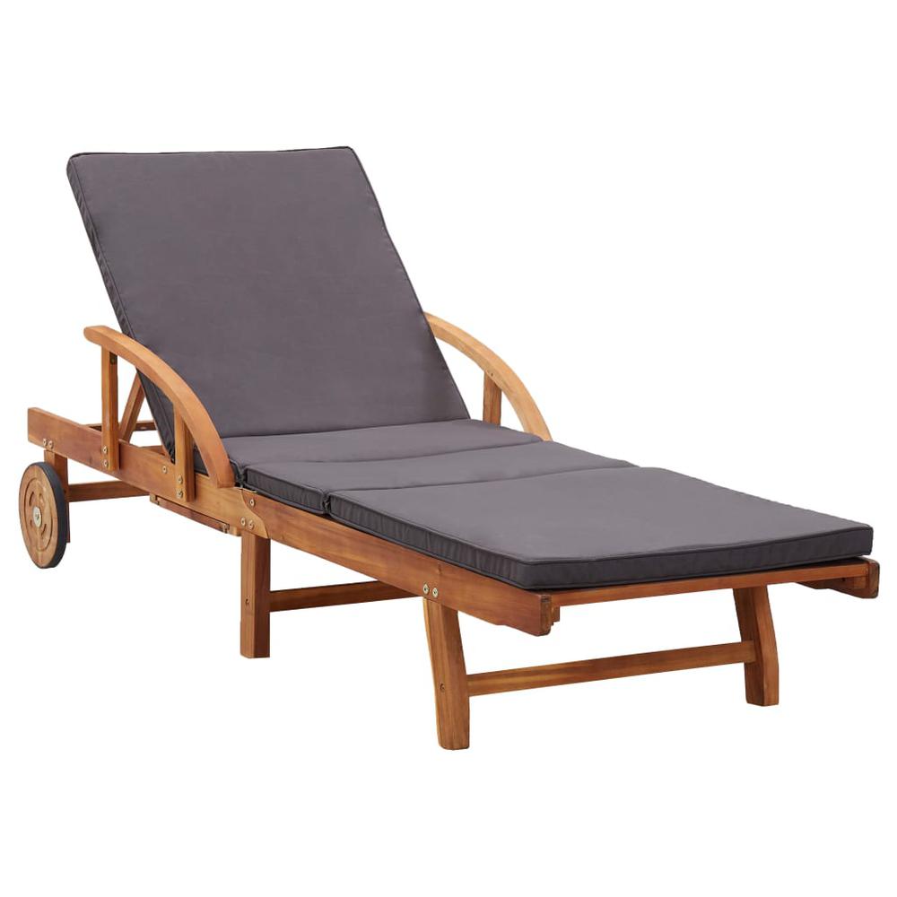 vidaXL Sun Lounger with Cushion Solid Acacia Wood, 46026