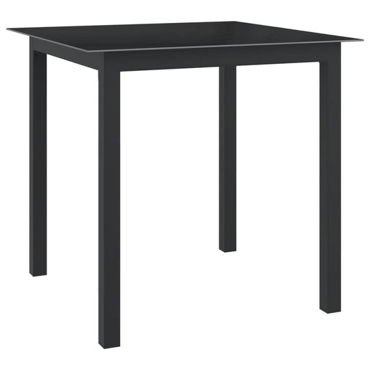 vidaXL Patio Table Black 31.5"x31.5"x29.1" Aluminum and Glass