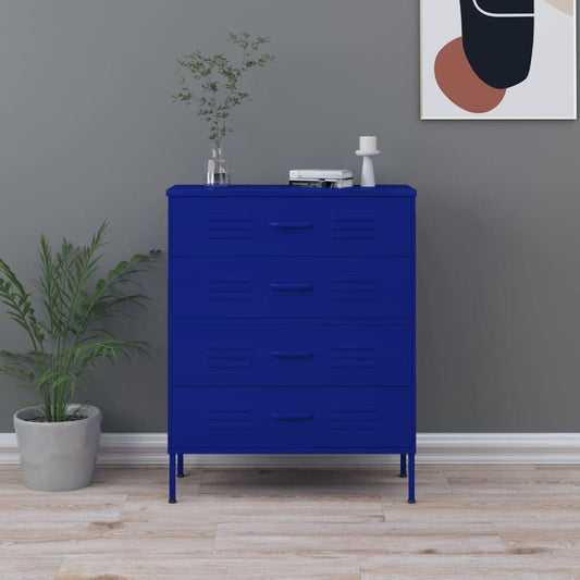 vidaXL Chest of Drawers Navy Blue 31.5"x13.8"x40" Steel