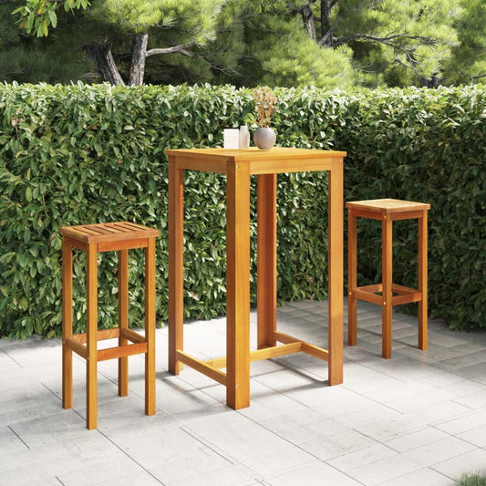 vidaXL 3 Piece Patio Bar Set Solid Acacia Wood, 3116014