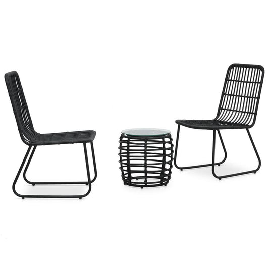 vidaXL 3 Piece Bistro Set Poly Rattan Black, 48585