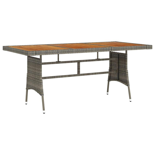 vidaXL Patio Table Gray 63"x27.6"x28.3" Poly Rattan & Solid Acacia Wood