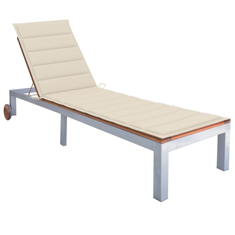 vidaXL Sun Lounger with Cushion Solid Acacia Wood and Galvanized Steel, 3061544