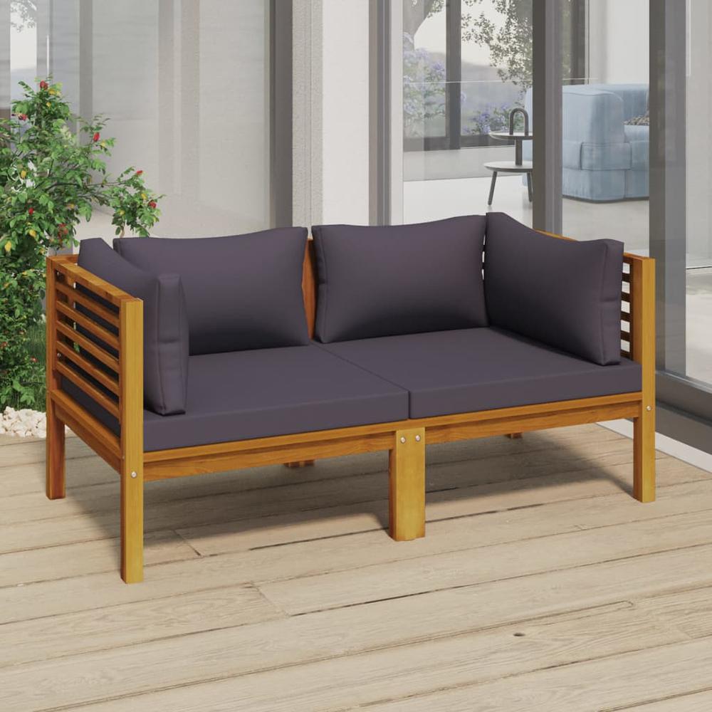 vidaXL 2-Seater Patio Sofa with Cushion Solid Acacia Wood