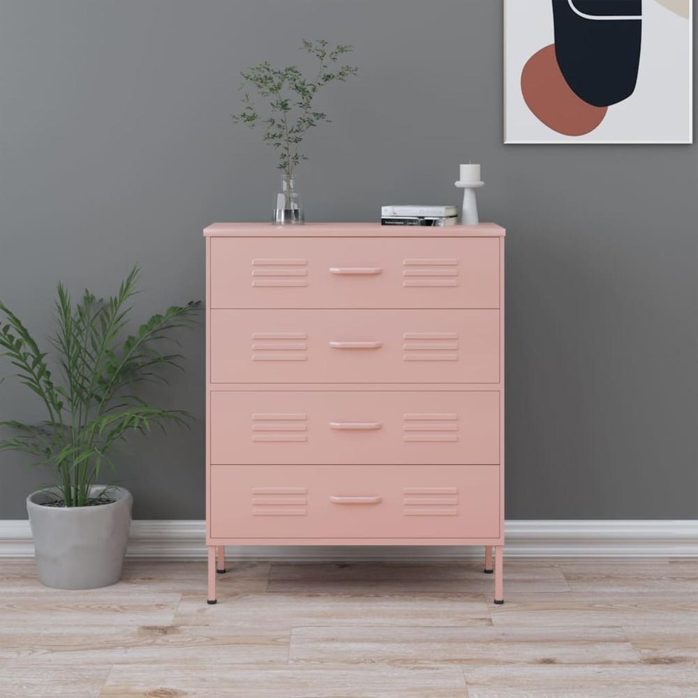 vidaXL Chest of Drawers Pink 31.5"x13.8"x40" Steel