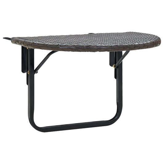 vidaXL Patio Table Brown 23.6"x23.6"x15.7" Poly Rattan