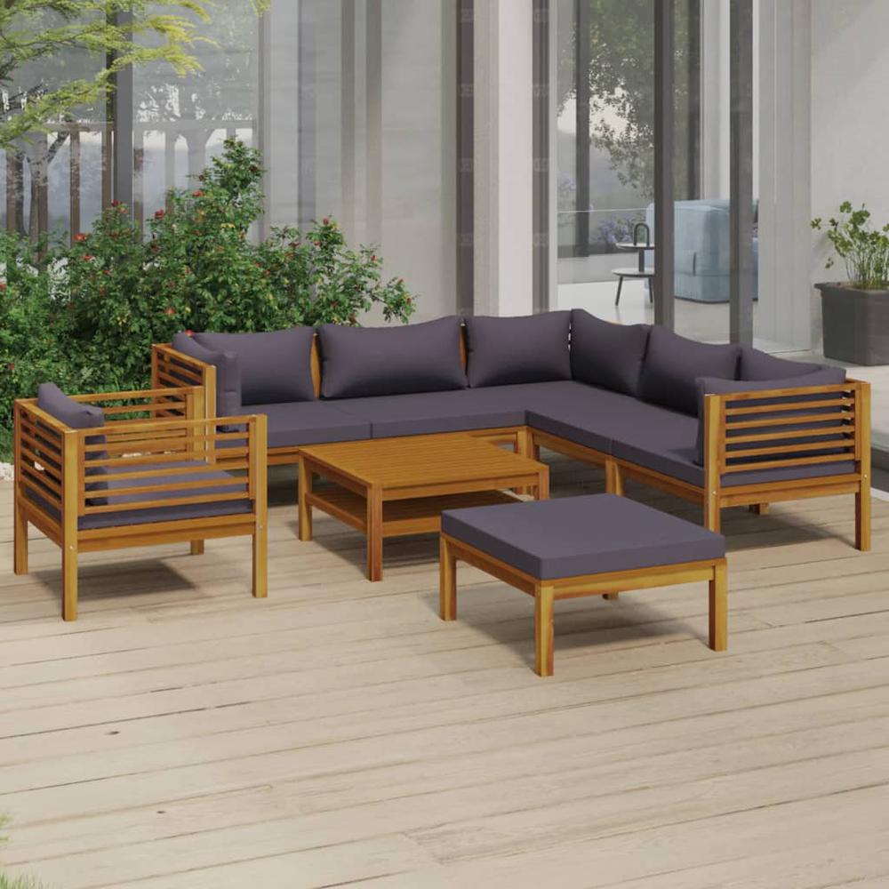 vidaXL 8 Piece Patio Lounge Set with Cushion Solid Acacia Wood, 3086907