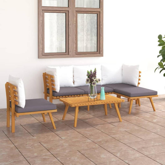 vidaXL 6 Piece Patio Lounge Set with Cushions Solid Acacia Wood, 3087004