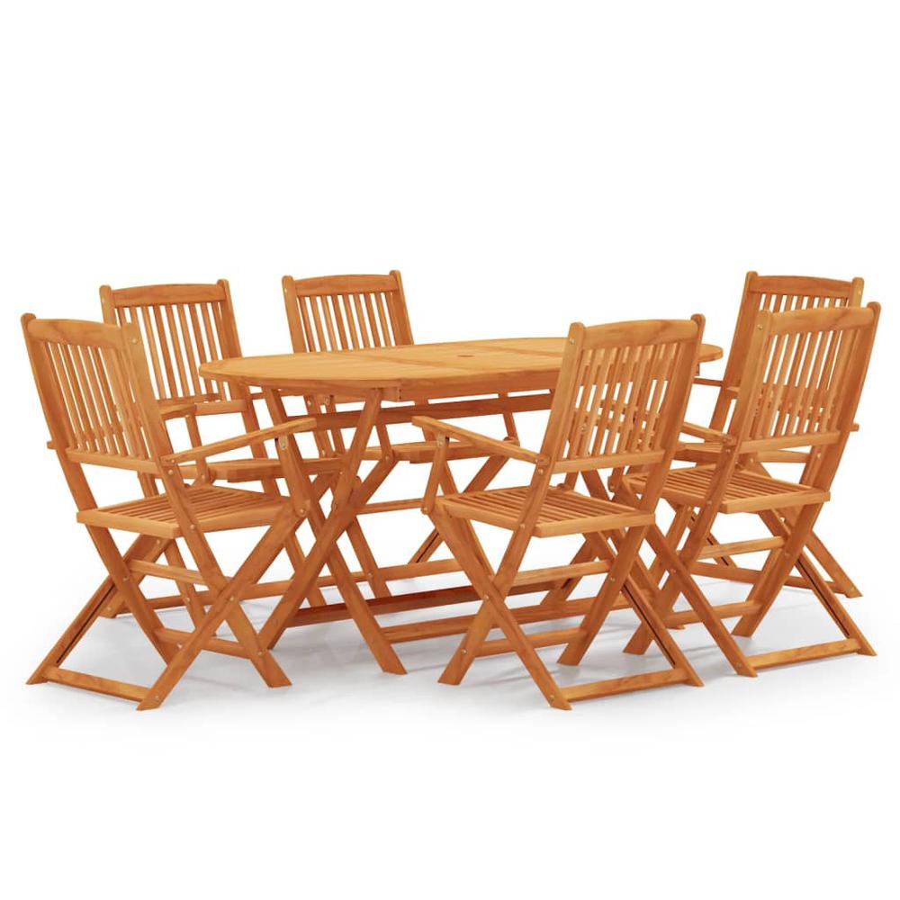 vidaXL 7 Piece Folding Patio Dining Set Solid Eucalyptus Wood, 3087155