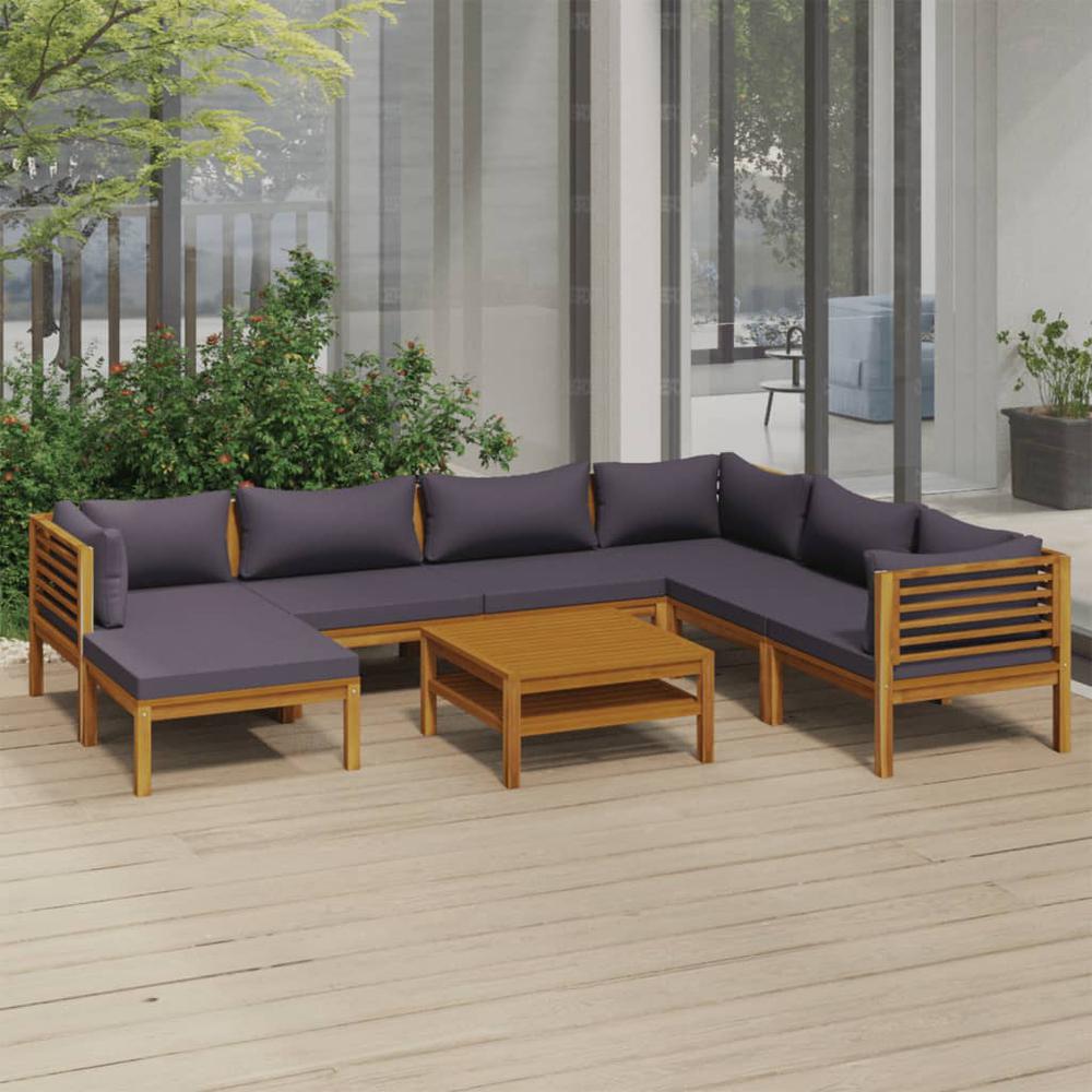 vidaXL 8 Piece Patio Lounge Set with Cushion Solid Acacia Wood, 3086908