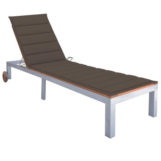 vidaXL Sun Lounger with Cushion Solid Acacia Wood and Galvanized Steel, 3061550