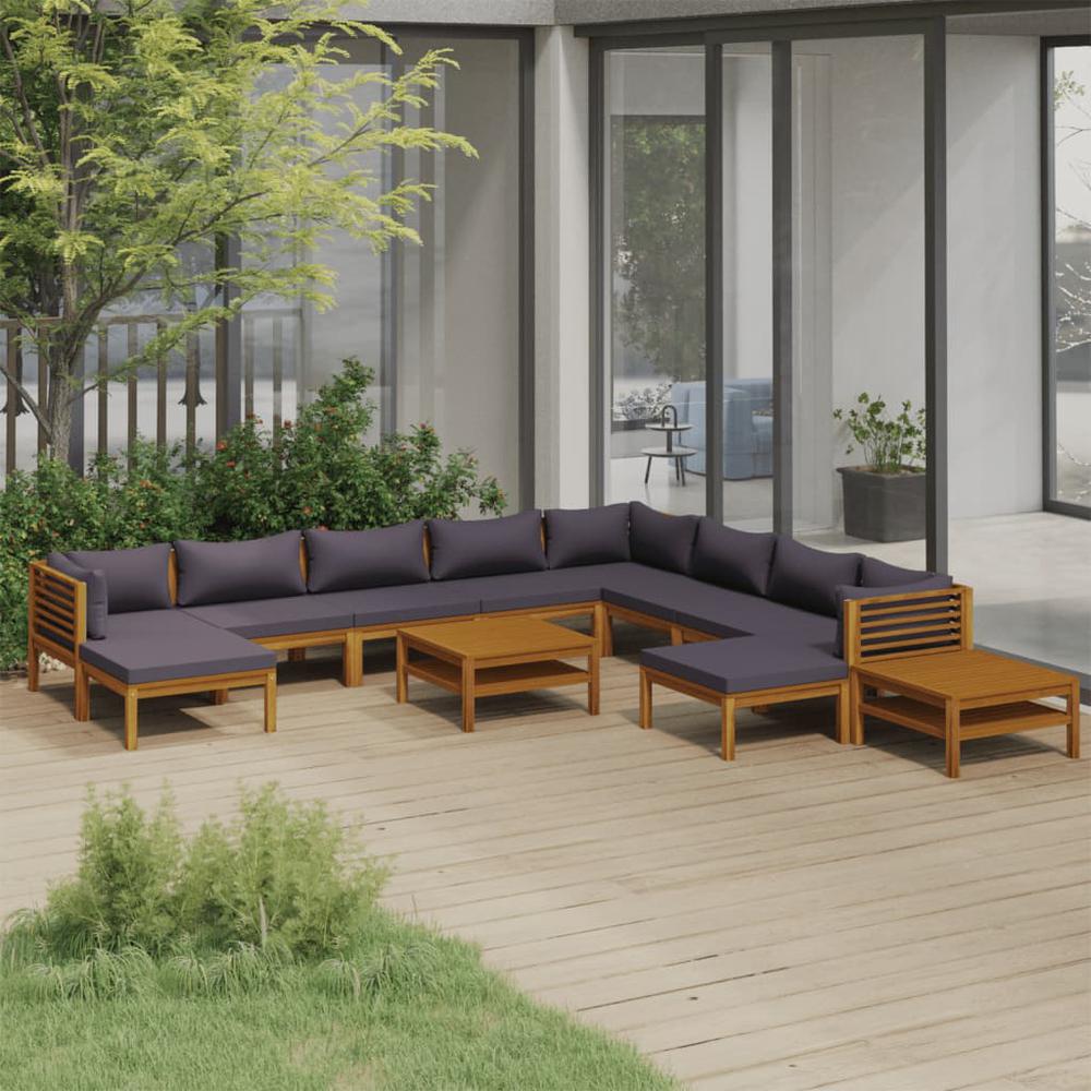 vidaXL 12 Piece Patio Lounge Set with Cushion Solid Acacia Wood, 3086912