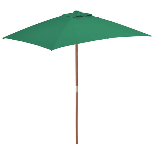 vidaXL Outdoor Parasol with Wooden Pole 59.1"x78.7" Green