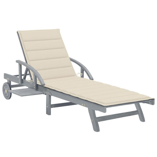 vidaXL Patio Sun Lounger with Cushion Solid Acacia Wood, 3061331