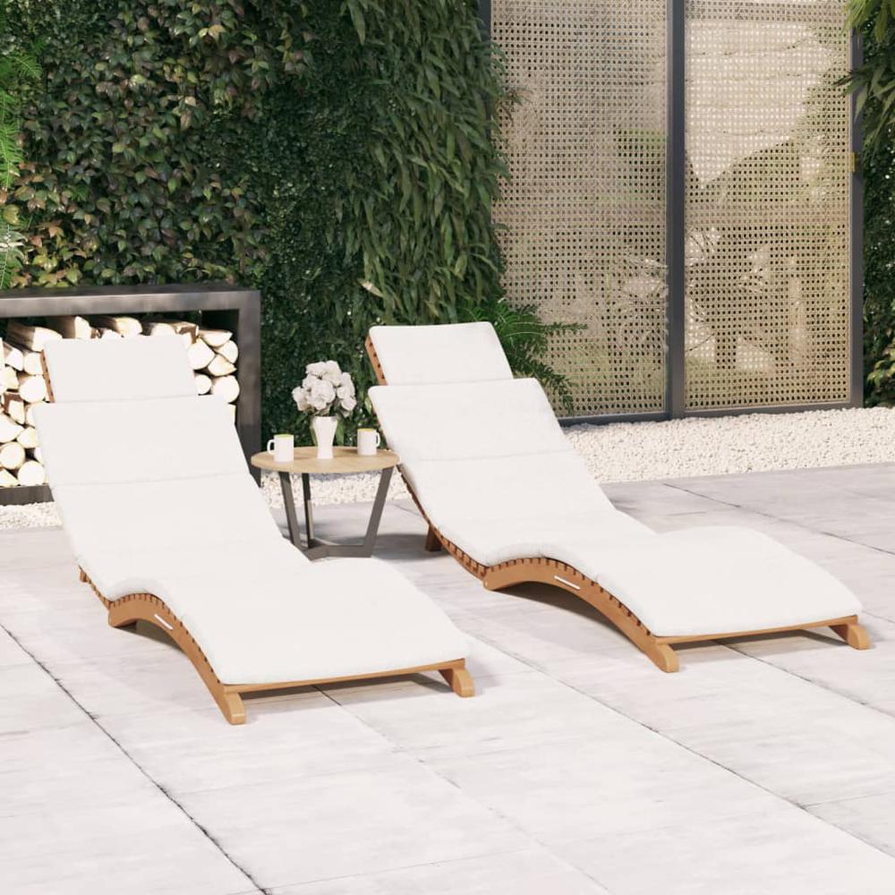 vidaXL Sun Loungers 2 pcs with Cushions Solid Wood Teak, 3143633