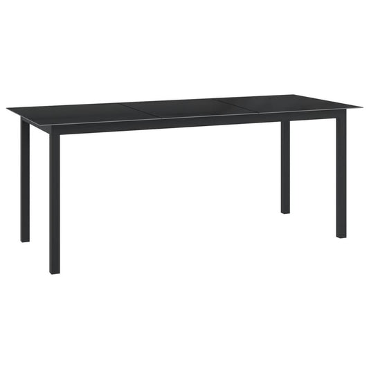 vidaXL Patio Table Black 74.8"x35.4"x29.1" Aluminum and Glass