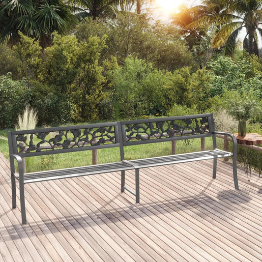 vidaXL Twin Patio Bench 96.9" Gray Steel, 317130