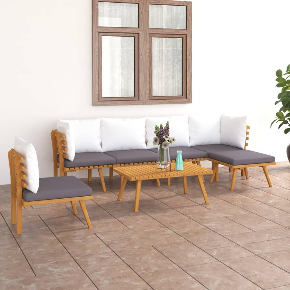 vidaXL 7 Piece Patio Lounge Set with Cushions Solid Acacia Wood, 3087006