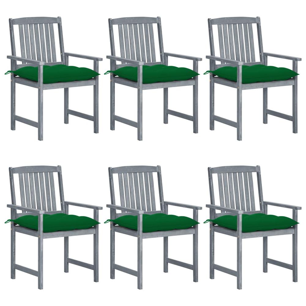 vidaXL Patio Chairs with Cushions 6 pcs Solid Acacia Wood Gray, 3078242