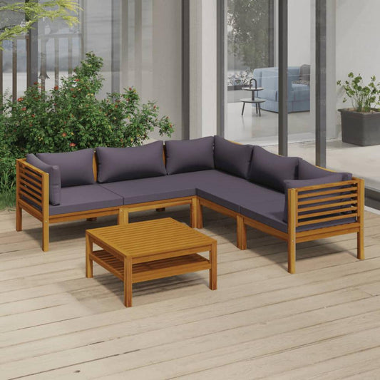 vidaXL 6 Piece Patio Lounge Set with Cushion Solid Acacia Wood, 3086905