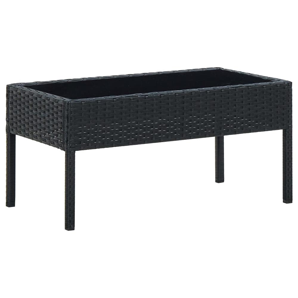 vidaXL Patio Table Black 29.5"x15.7"x14.6" Poly Rattan