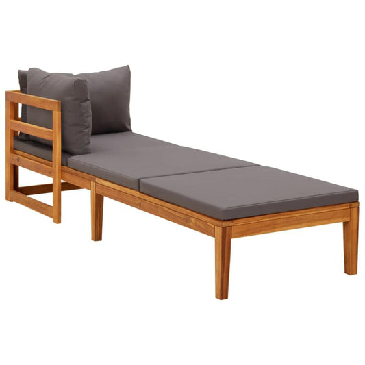 vidaXL Sun Lounger with 1 Armrest Dark Gray Solid Acacia Wood