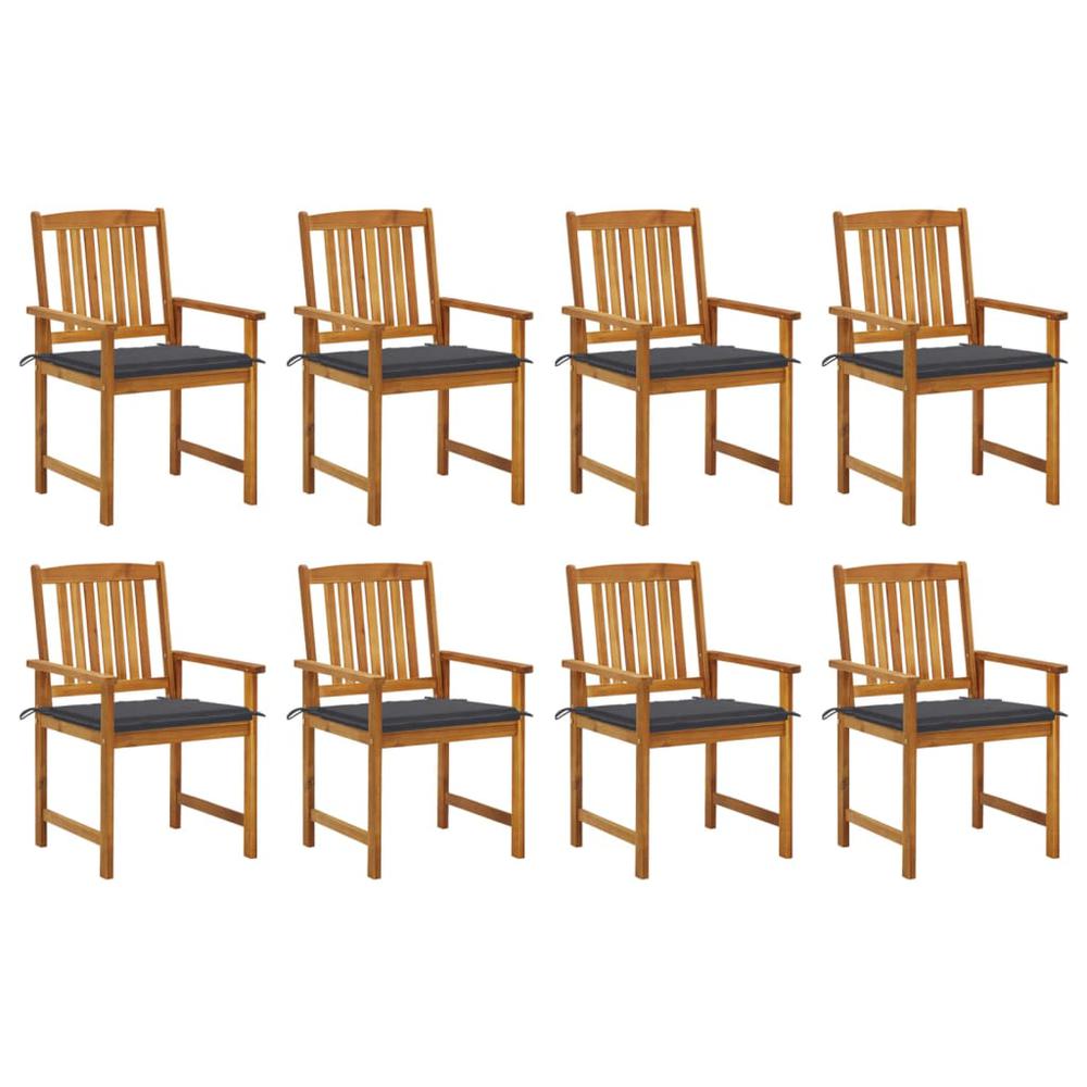 vidaXL Patio Chairs with Cushions 8 pcs Solid Acacia Wood, 3078166