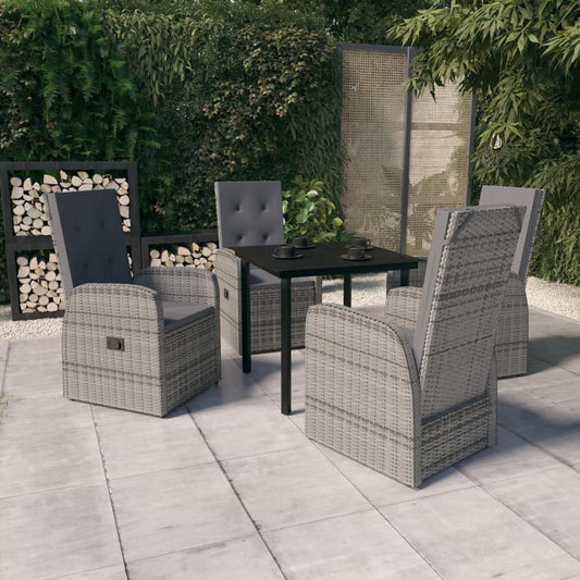 vidaXL 5 Piece Patio Dining Set with Cushions Gray, 3099474