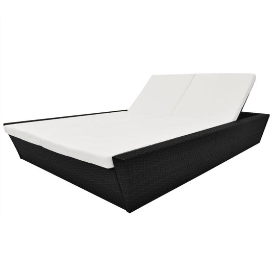 vidaXL Outdoor Lounge Bed with Cushion Poly Rattan Black, 42903