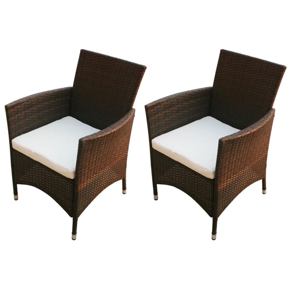 vidaXL Garden Chairs 2 pcs Poly Rattan Brown, 43123