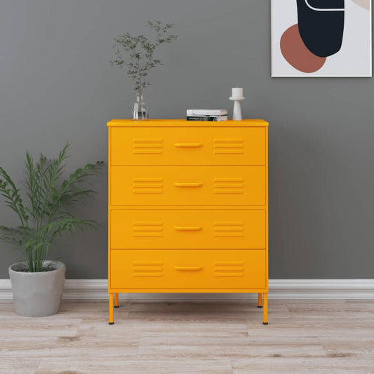 vidaXL Chest of Drawers Mustard Yellow 31.5"x13.8"x40" Steel