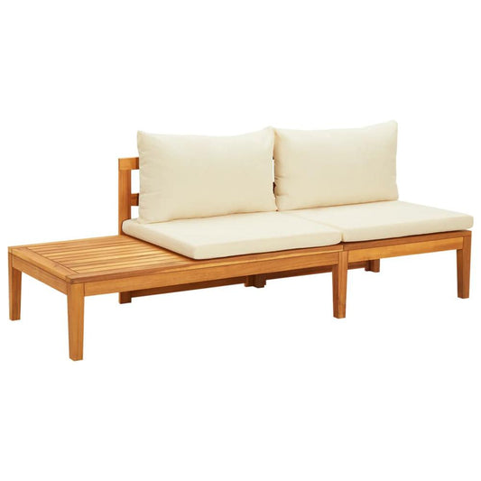 vidaXL Patio Bench with Table Cream White Cushions Solid Acacia Wood