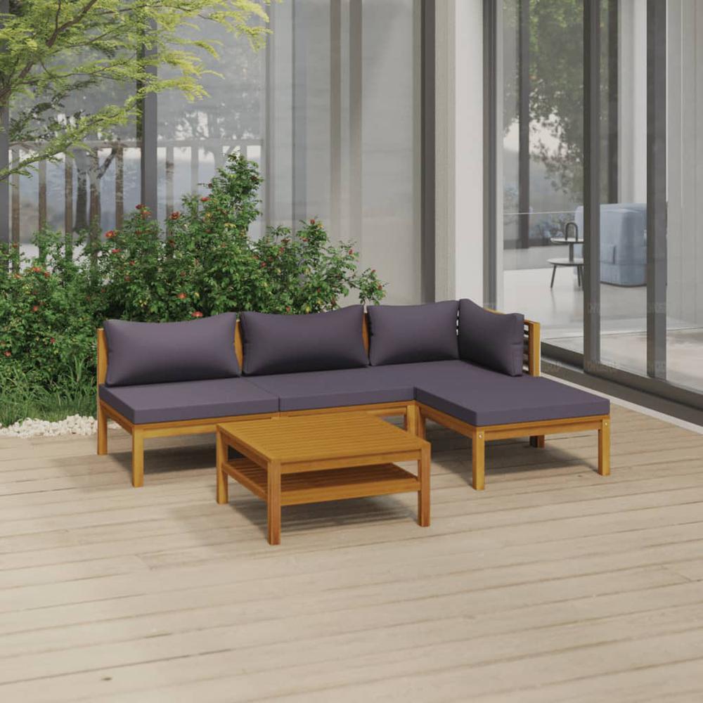 vidaXL 5 Piece Patio Lounge Set with Cushion Solid Acacia Wood, 3086894