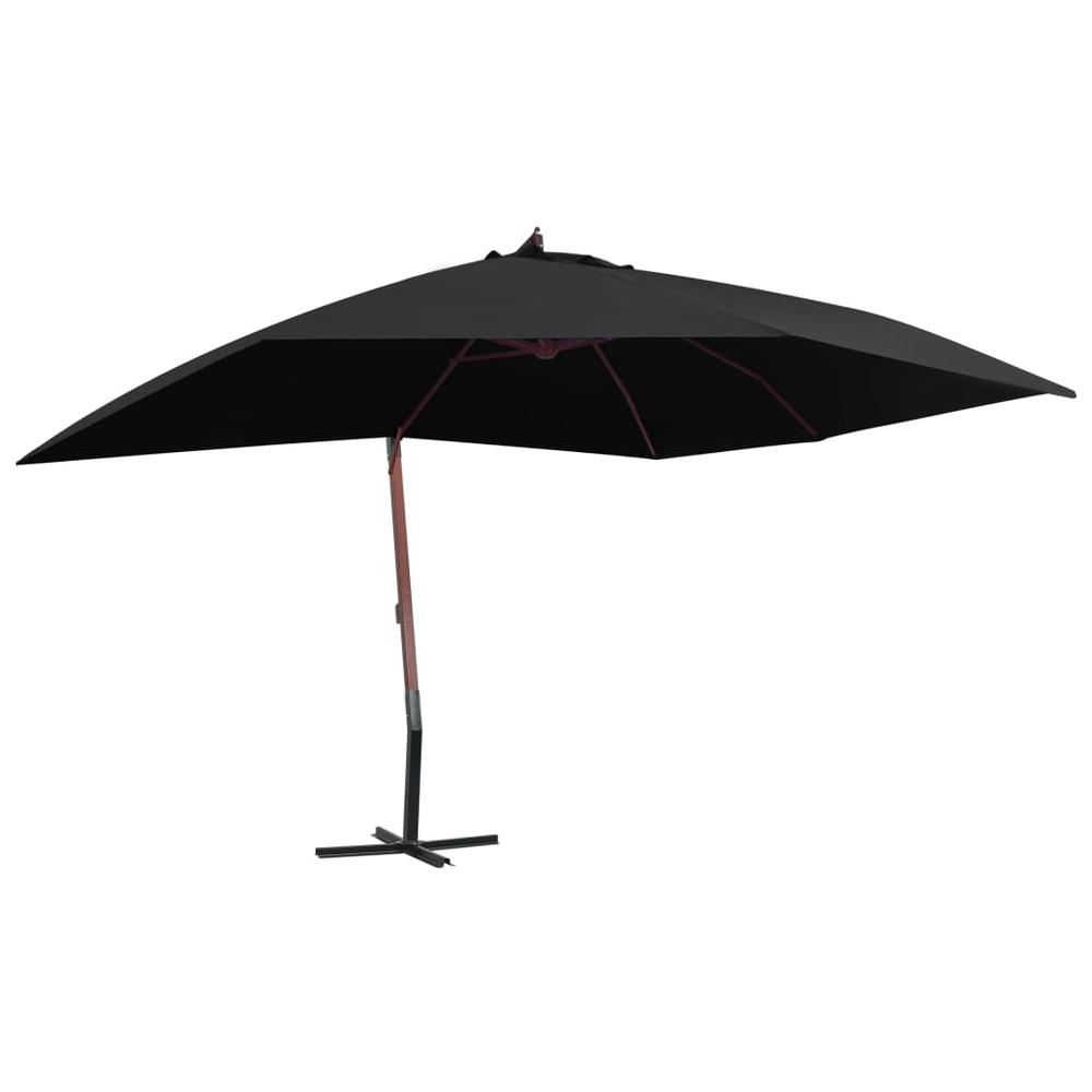 vidaXL Hanging Parasol with Wooden Pole 157.5"x118.1" Black