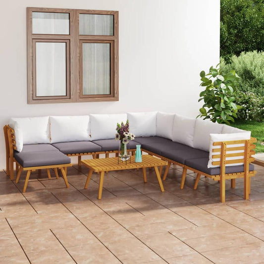 vidaXL 9 Piece Patio Lounge Set with Cushions Solid Acacia Wood, 3087022