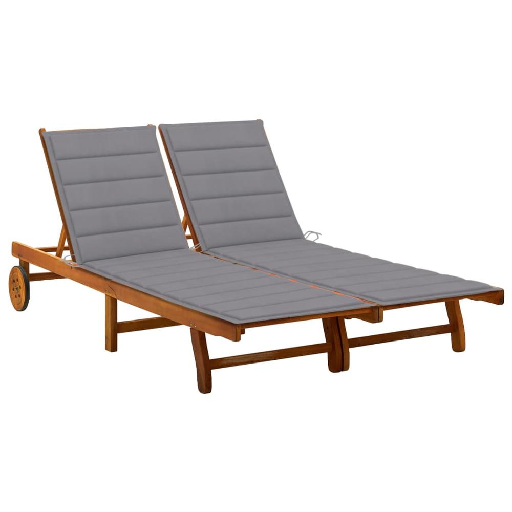 vidaXL 2-Person Patio Sun Lounger with Cushions Solid Acacia Wood, 3061375