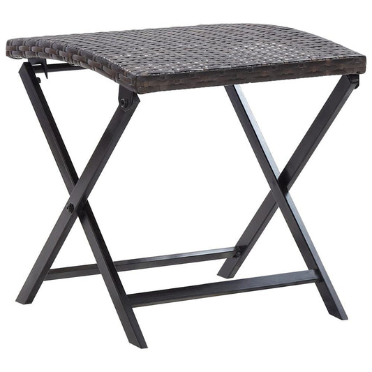 vidaXL Folding Stool Poly Rattan Brown