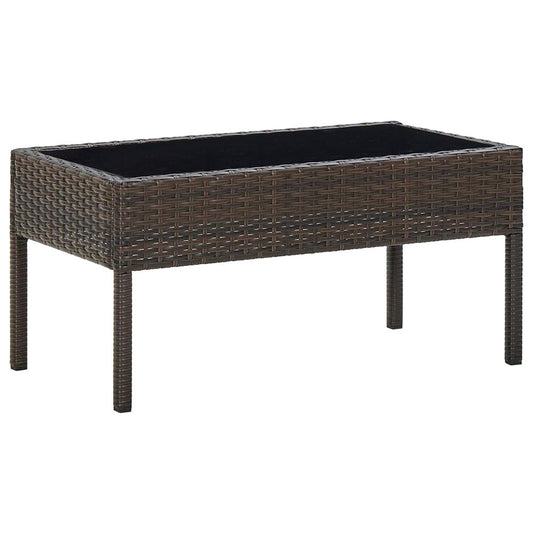 vidaXL Patio Table Brown 29.5"x15.7"x14.6" Poly Rattan