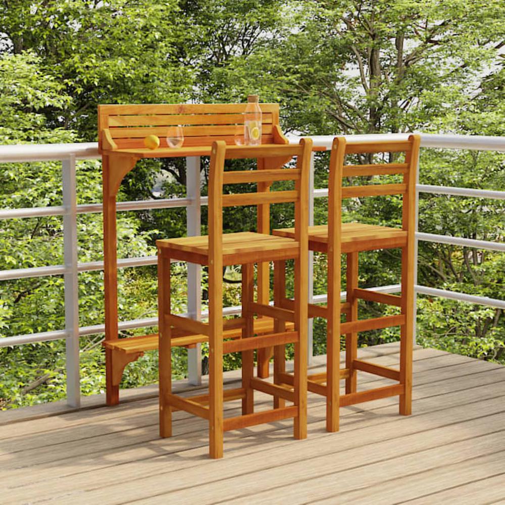 vidaXL 3 Piece Balcony Bar Set Solid Wood Acacia, 3116002