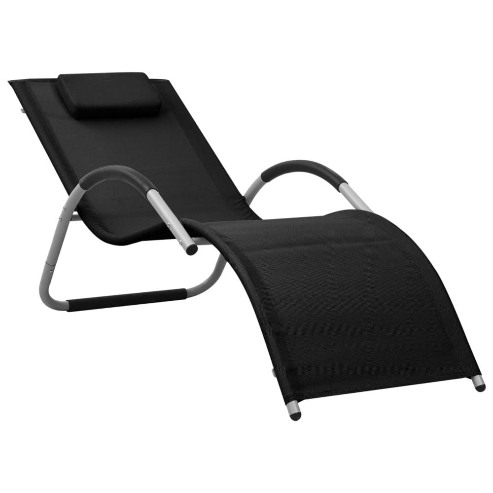 vidaXL Sun Lounger Textilene Black and Gray, 310513