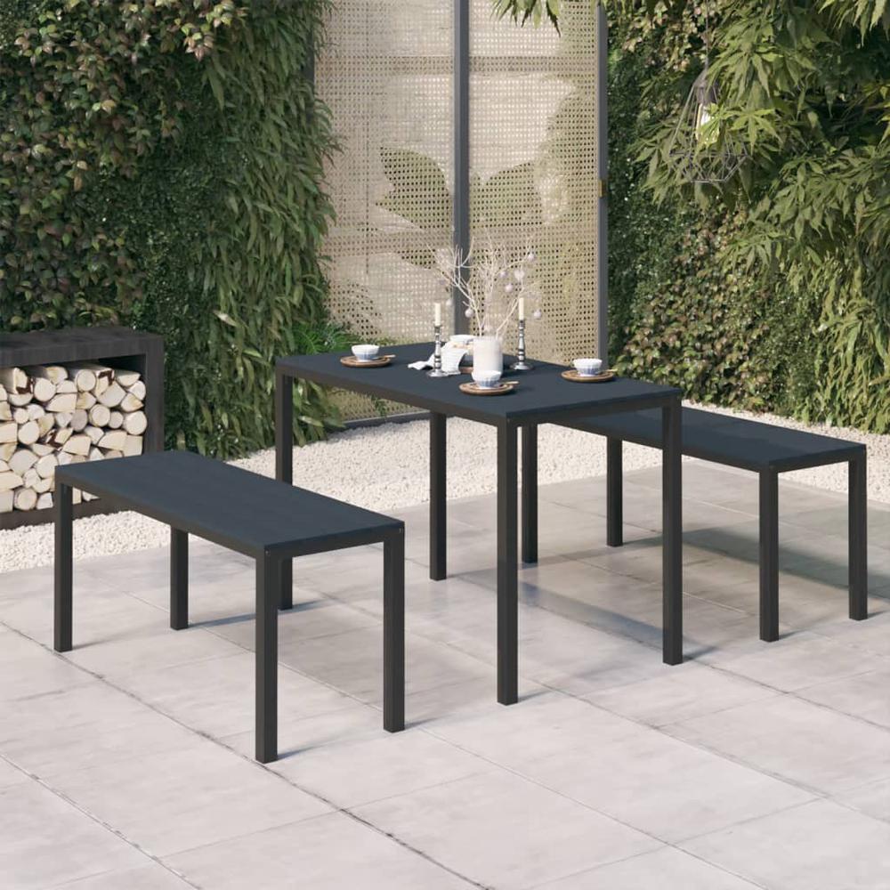 vidaXL 3 Piece Patio Dining Set Steel and WPC Black