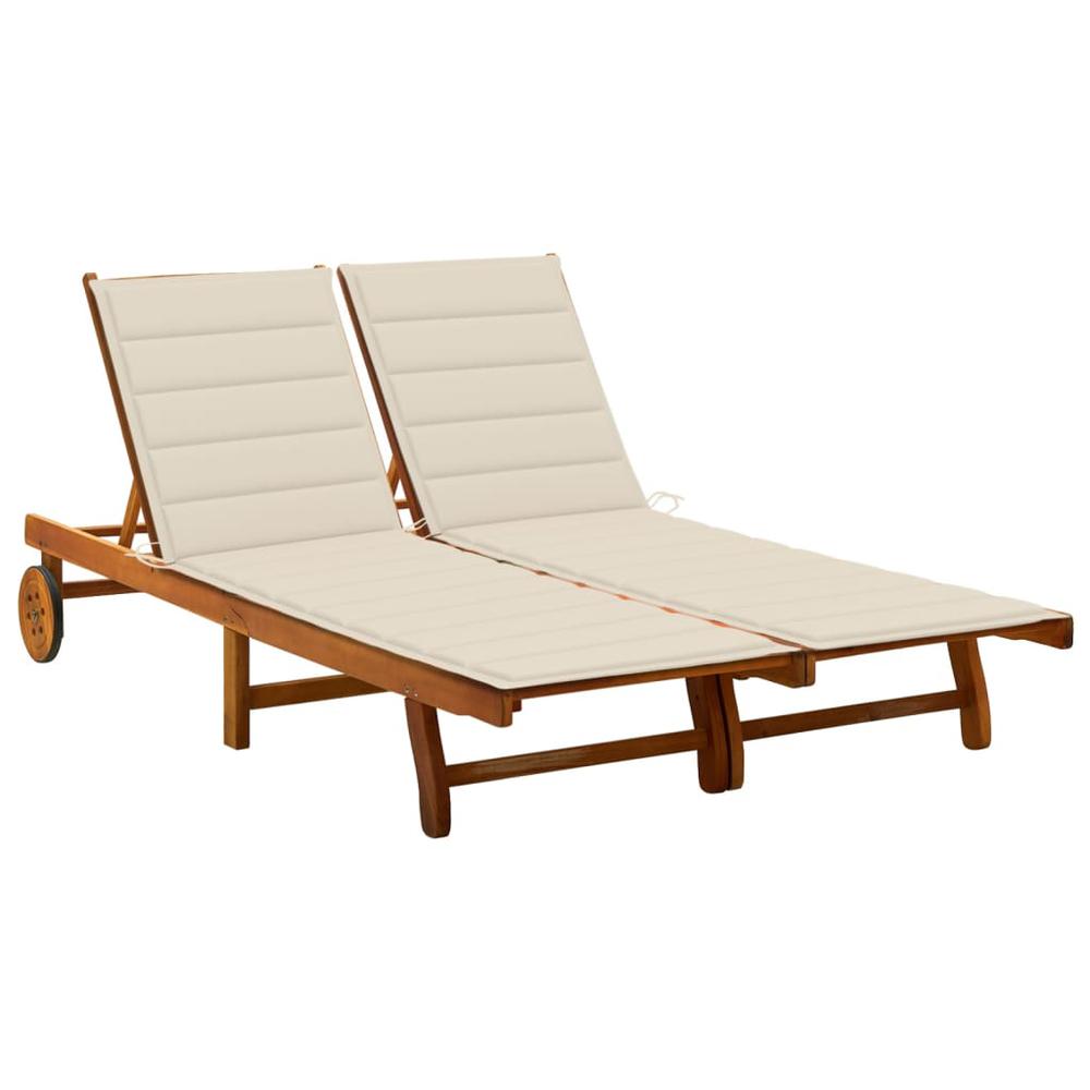 vidaXL 2-Person Patio Sun Lounger with Cushions Solid Acacia Wood, 3061376