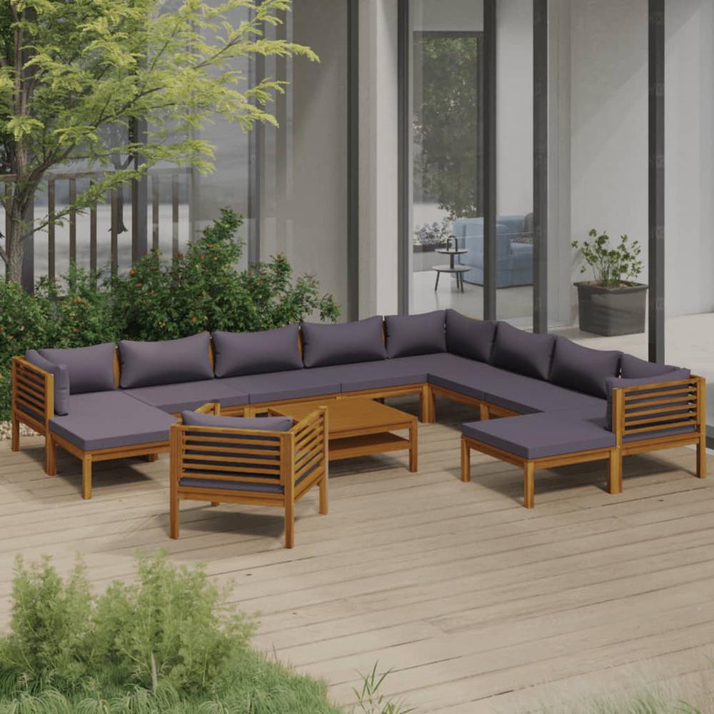 vidaXL 12 Piece Patio Lounge Set with Cushion Solid Acacia Wood, 3086911