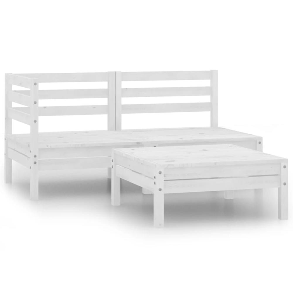 vidaXL 3 Piece Patio Lounge Set Solid Pinewood White, 806598