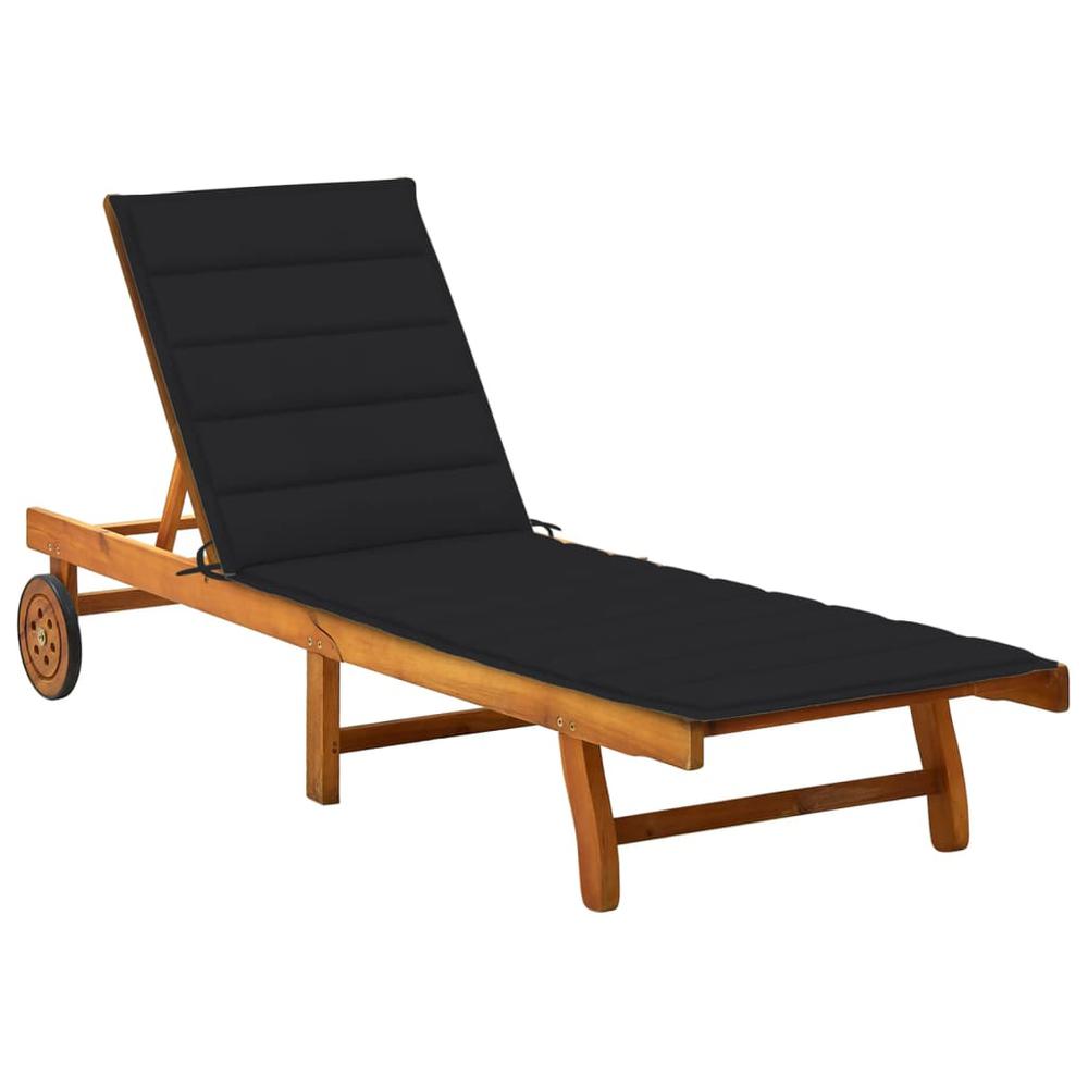 vidaXL Patio Sun Lounger with Cushion Solid Acacia Wood, 3061351